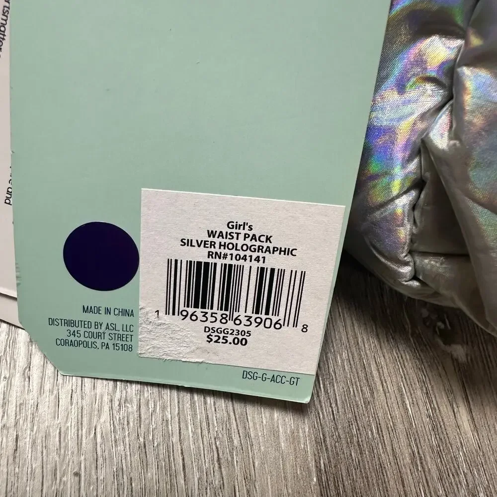 DSG Silver Holographic Girl's Waist Belt Bag